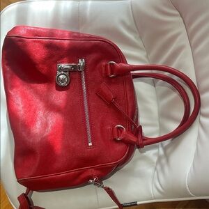 Micheal Kors Elegant Red Leather Handbag